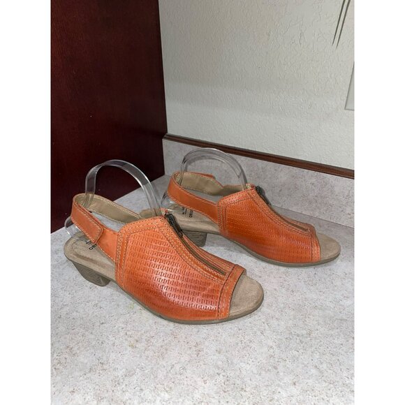 Earth Origins Ginger Maureen Spice Orange Womens Peep Toe Sandals With Zipper Cl - Picture 8 of 9